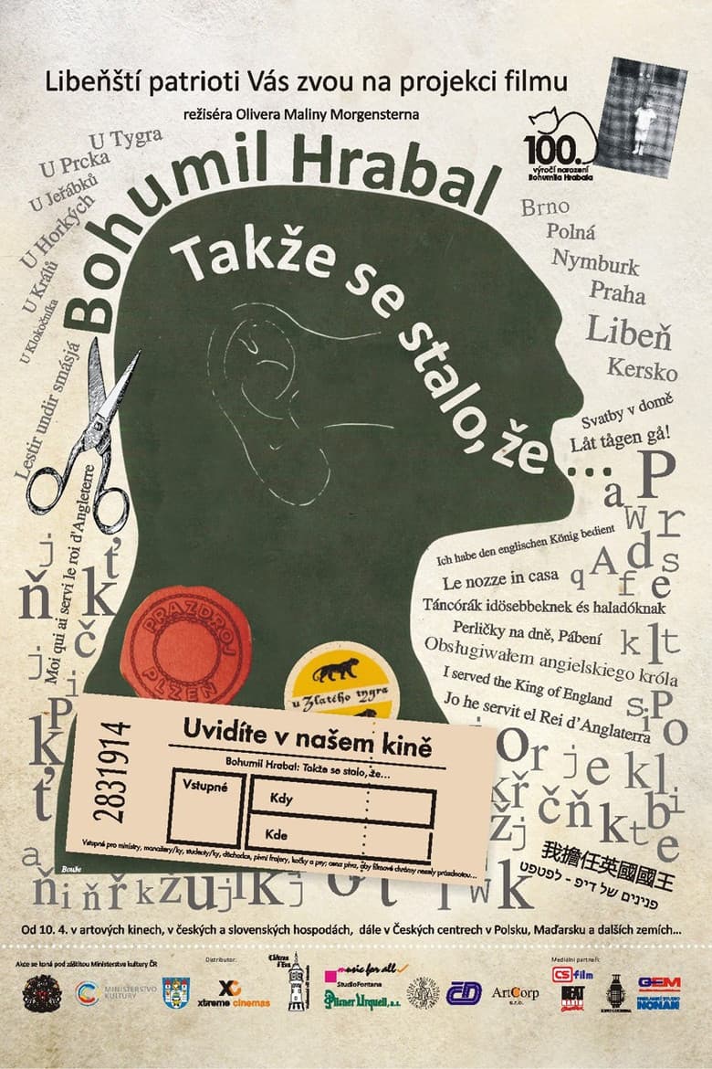 پوستر Bohumil Hrabal „Takže se stalo, že...“